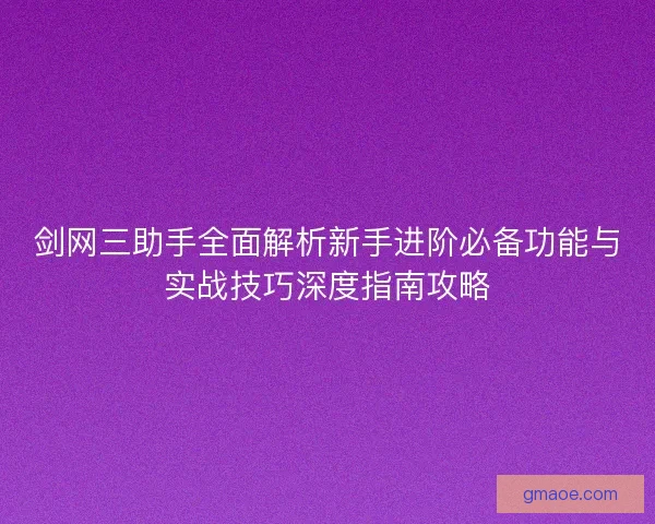 剑网三助手全面解析新手进阶必备功能与实战技巧深度指南攻略